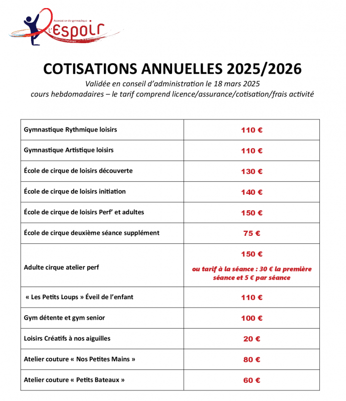 Cotisations 2025 2026