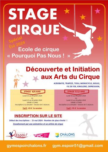 Stage cirque espoir ete 2024